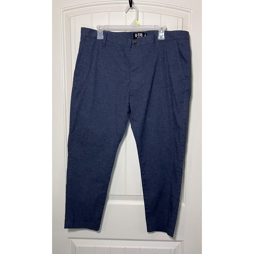 Under 5'10 U-510 Coolmax Mens 36x25 Blue Gray Chino Stretch Pants Performance